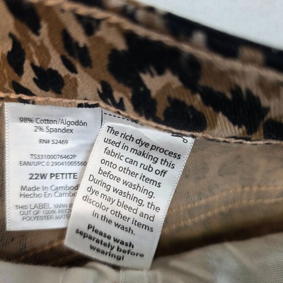 Terra & Sky Womens Plus Size 22W Petite Core Straight Leg Leopard Print Jeans - Picture 4 of 7